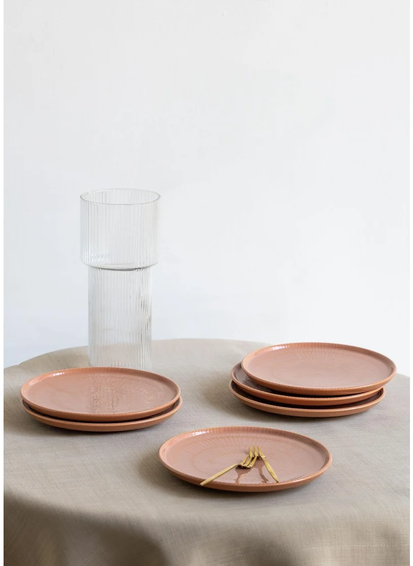 The Mia Noon Cake Plate Set of 6 Salmon 19 cm