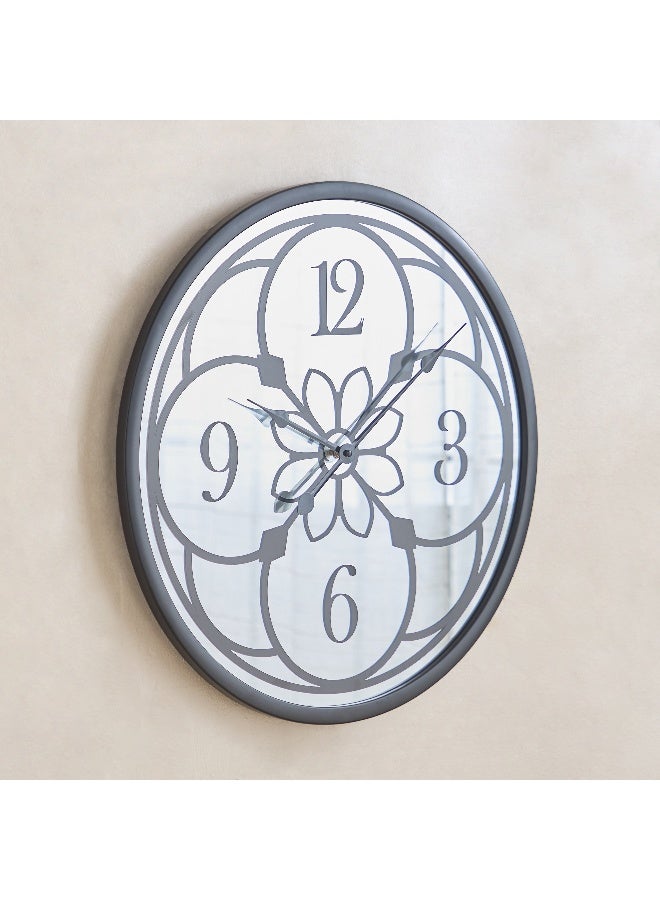 Home Box Flower Mirrored Wall Clock - Black and Silver - Image 1