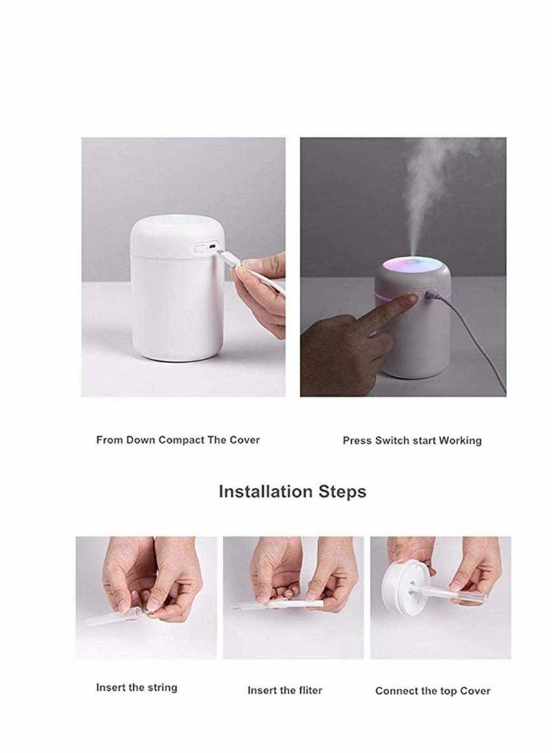 Excefore Portable Mini Humidifier, 300ml USB Personal Desktop Humidifier with 7-Color LED Night Light, Auto-Off, Ultra-Quiet, Suitable Heaithy Life for Home... - Image 3