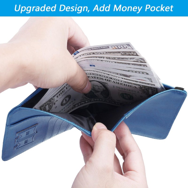 PASCACOO Airtag Passport Holder Cover Wallet Travel Essentials RFID Blocking Leather Card Case International Must Haves Travel Accessories for Women Men(119#Blue) - Image 4