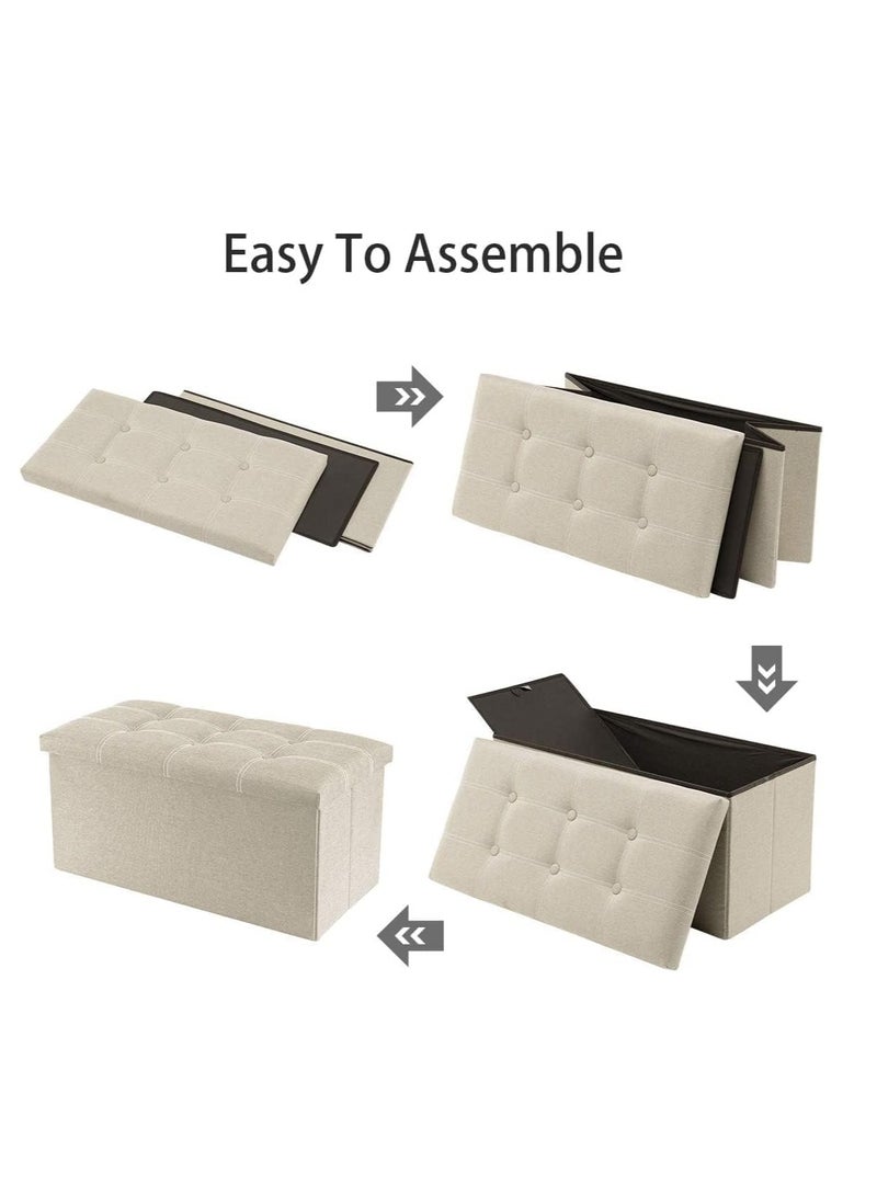 تراسل كرسي تخزين، صندوق تخزين عثماني قابل للطي، مقعد مبطن لغرفة المعيشة في السكن الجامعي، صندوق ألعاب متعدد الاستخدامات موفر للمساحة، لمدخل غرفة النوم - Image 3