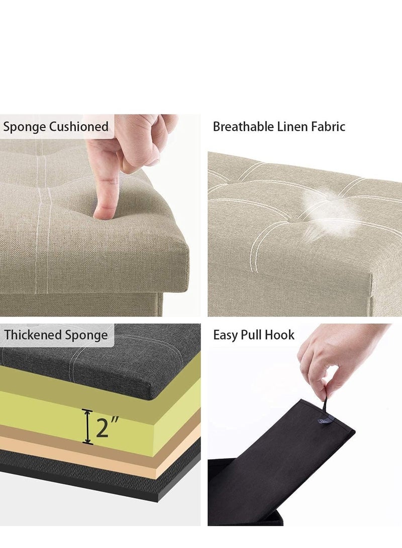 تراسل كرسي تخزين، صندوق تخزين عثماني قابل للطي، مقعد مبطن لغرفة المعيشة في السكن الجامعي، صندوق ألعاب متعدد الاستخدامات موفر للمساحة، لمدخل غرفة النوم - Image 4