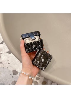 Suitable For AirPods 4 Headphone Case Cartoon All-inclusive Leather Case For Apple1/2 Generation Pro2 Bluetooth Protective Case One-piece Case-Color:One-piece Leather Case-black Background Small Flower-Model:Airpods Pro (protective Sleeve)