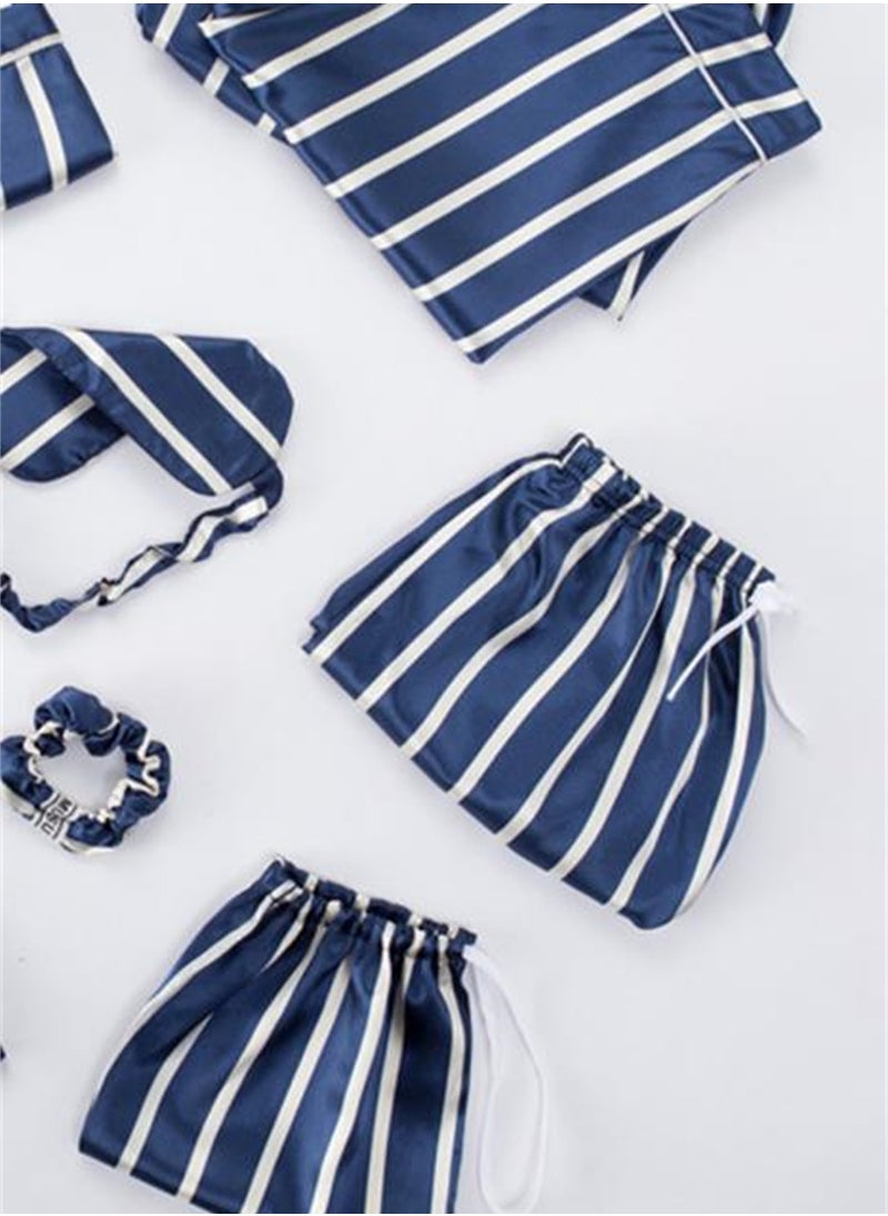 Generic - 7pcs pajamas set for women in all seasons imitation silk pajamas set - Image 1