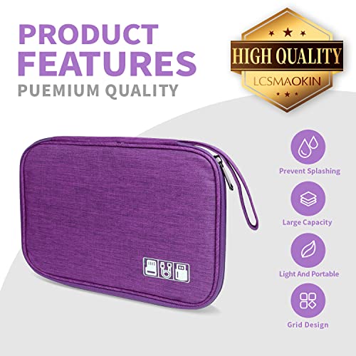 Lcsmaokin Electronics Travel Organizer,Portable Waterproof Electronic Travel Storage Bag for Small Charging Cord Storage,Charger,Small Electronics,SD Card etc,for Travel,Business -Purple - Image 2