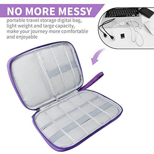 Lcsmaokin Electronics Travel Organizer,Portable Waterproof Electronic Travel Storage Bag for Small Charging Cord Storage,Charger,Small Electronics,SD Card etc,for Travel,Business -Purple - Image 3