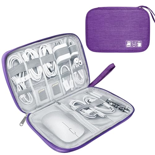 Lcsmaokin Electronics Travel Organizer,Portable Waterproof Electronic Travel Storage Bag for Small Charging Cord Storage,Charger,Small Electronics,SD Card etc,for Travel,Business -Purple - Image 1