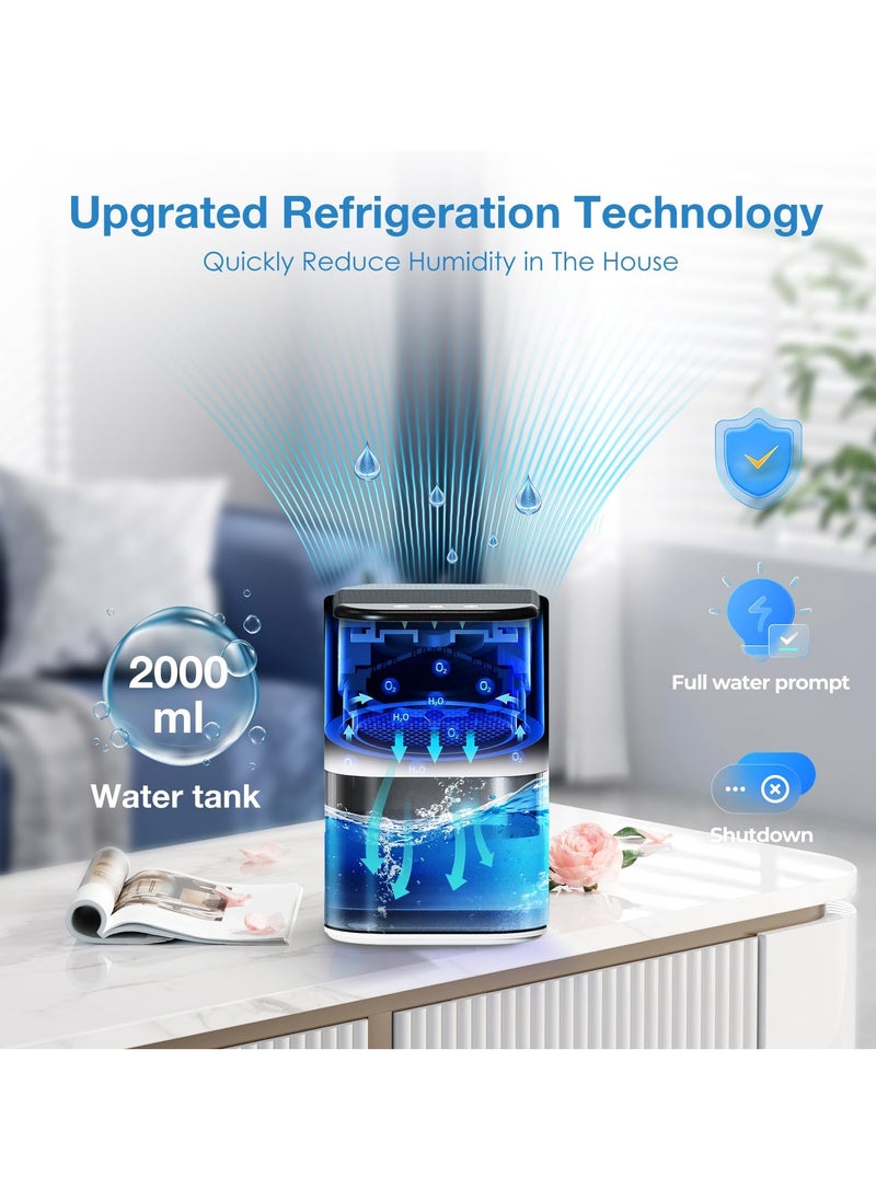 XiuWoo - Electric Dehumidifier, 2000 ml, Quiet Small Dehumidifier for Bedroom, Electric Dehumidifier, Room Dehumidifier, Portable Quiet Small Mini Dehumidifier for Cellar - Image 1