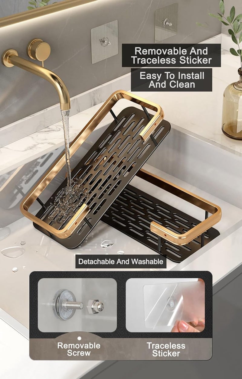Snivy Snivy No Drilling Wall Mounted Bathroom Caddy, Rustproof Shower Shelf/Shower Organiser, Quick Dry Shower Tidy Self Adhesive Shower Shelves Bathroom - Pack of 1  - Image 4