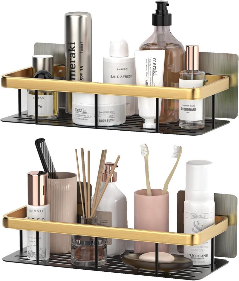 Snivy Snivy No Drilling Wall Mounted Bathroom Caddy, Rustproof Shower Shelf/Shower Organiser, Quick Dry Shower Tidy Self Adhesive Shower Shelves Bathroom - Pack of 1  - Image 1