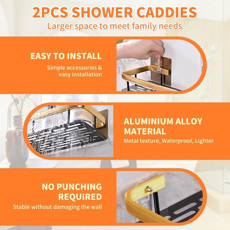Snivy Snivy No Drilling Wall Mounted Bathroom Caddy, Rustproof Shower Shelf/Shower Organiser, Quick Dry Shower Tidy Self Adhesive Shower Shelves Bathroom - Pack of 1  - Image 3