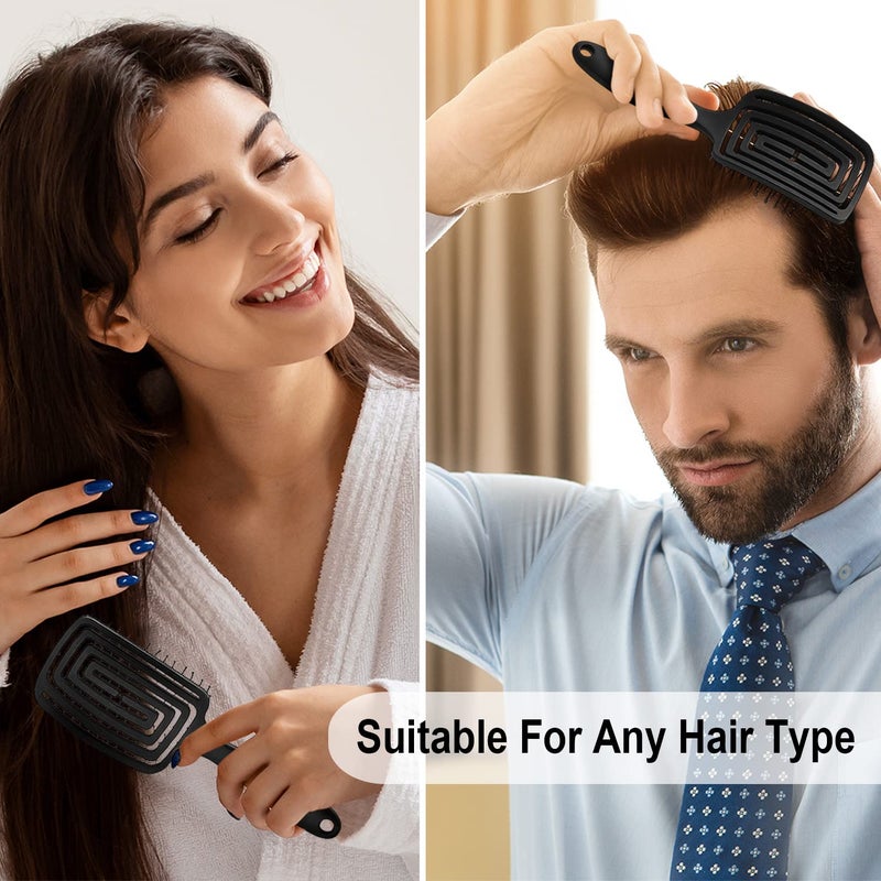 SWILAK HAIR COMB DETENGING HAIR COMB Organic Detangling Hair Brush for Women Men ChildrenDoes not Pull on HairStraightening Brushes for Straight Curly Wet HairUnique Spiral Hairbrushblack - Image 4
