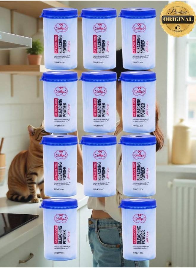 JELLY 11 Pieces Hair Bleaching Powder Oil Enriched Dust Free Blonder For Beautiful Blonde Results 200g  - Image 1