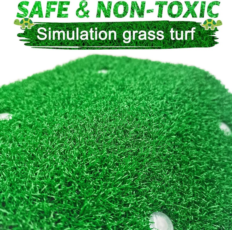 KASTWAVE Lawn Basking Platform for Turtle, Simulation Grass Turtle Ramp, Tortoise Climbing Ladder Resting Terrace, Tanks Accessories for Small Reptile Frogs, Medium - Image 5