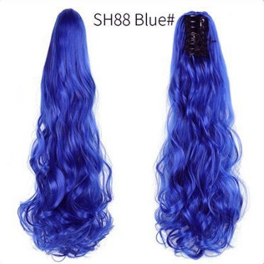 Generic Long Curly Ponytail Hair Extension Sapphire Blue 