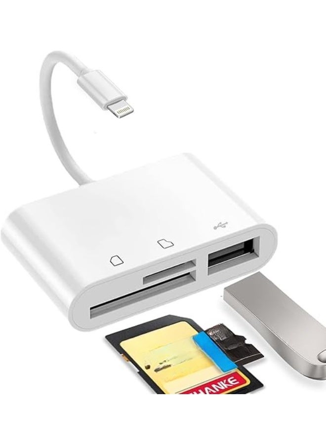 SD Card Reader for iPhone Lightning – 3-in-1 USB Camera Adapter with Micro SD and TF Card Support for iPad - Image 1