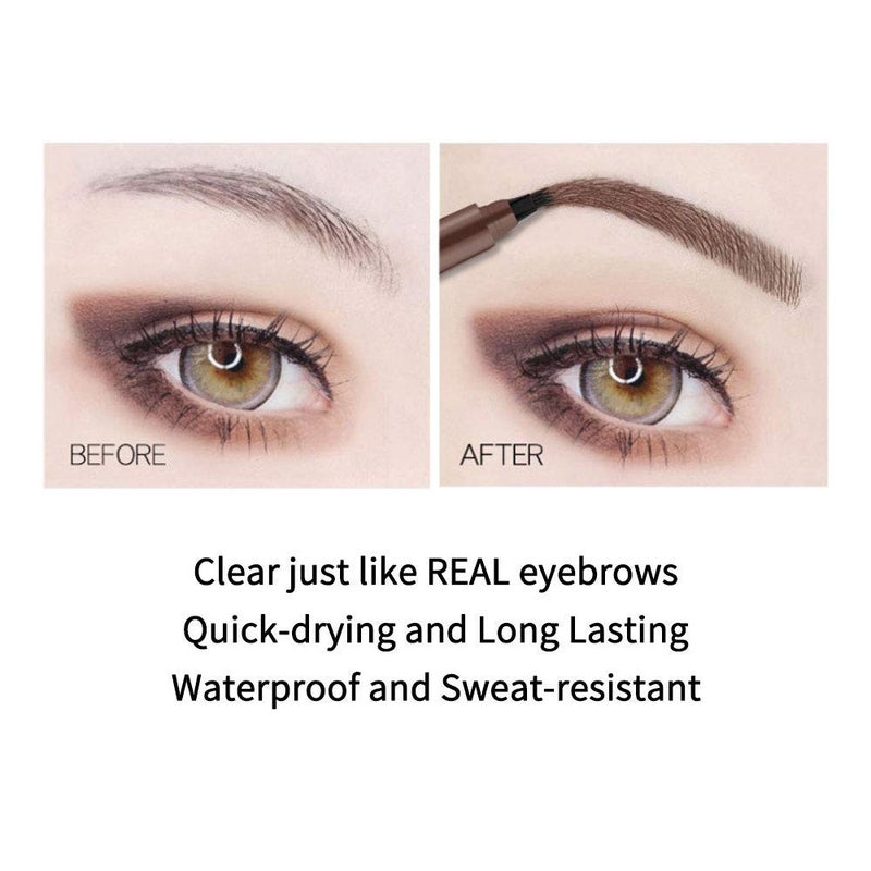 QUEMISS Eyebrow Pen Microblading 4 Fork Tip Eyebrow Pencil Creates Lasting MakeUp Professional Natural Brow Pen Cover Sparse Areas Daily Waterproof 3D Brow Pencil (05#Black) - Image 4