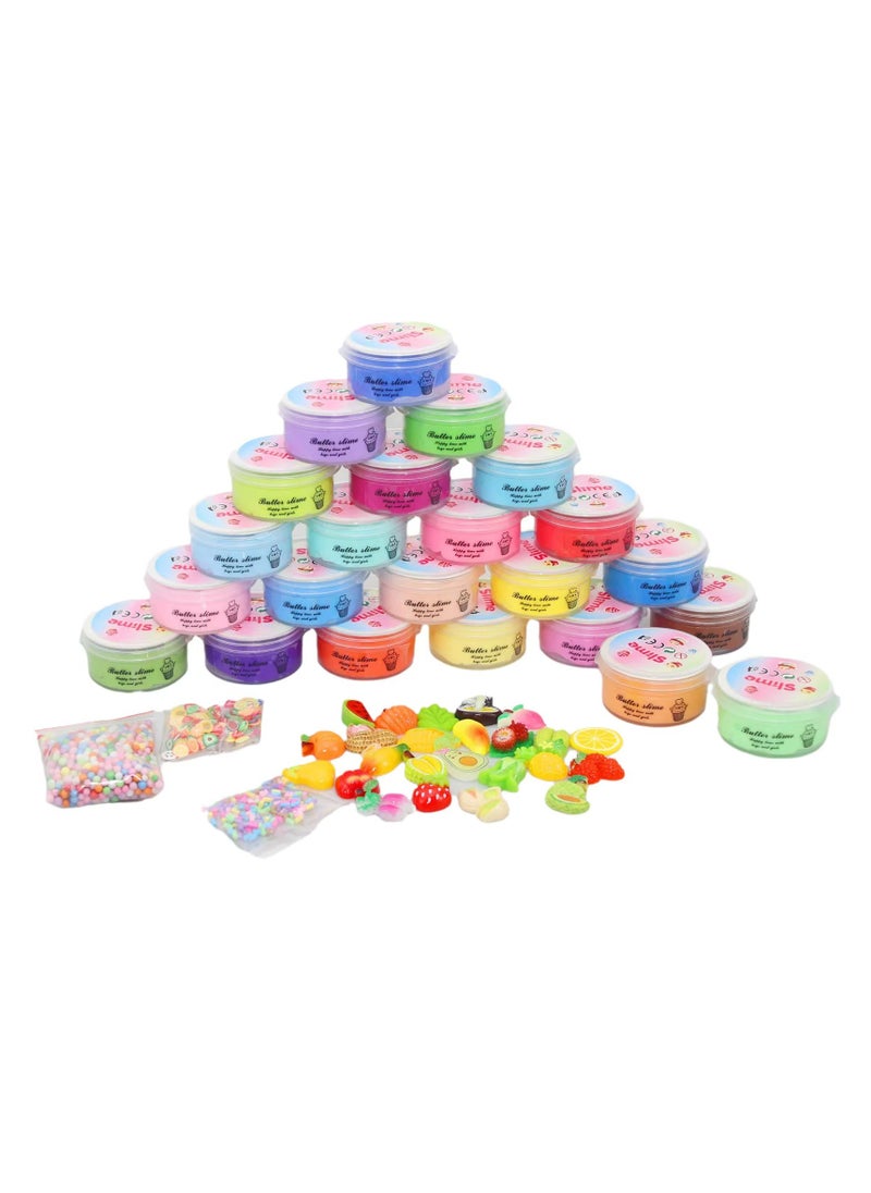 DELGREEN - Butter Slime Set 24 Pack, Party Favours, Scented, Soft and NonSticky, Birthday Gifts for Girls and Boys, Stress Relieving Slime Bulk Ice CreamMouldFillers - Image 1