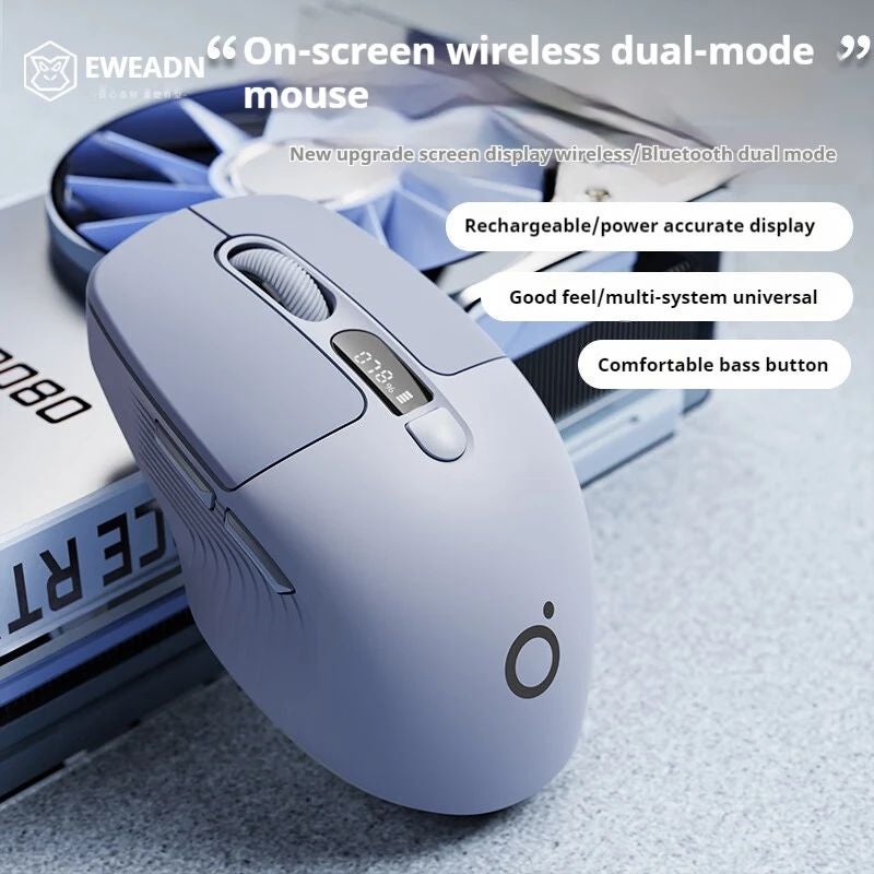 Eweadn Q1 Wireless Silent Mouse Mini Bluetooth Rechargeable Portable with Battery Display for Gaming Office, Gray - Image 1