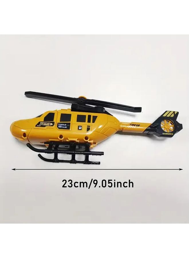 Yellow Black Helicopter Toy Model Kit Rotatable Propeller Durable Plastic STEM Learning Birthday Gift - Image 3