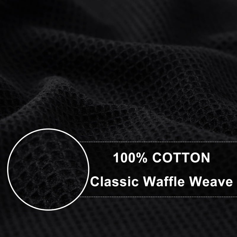 Homaxy 100% Cotton Waffle Weave Kitchen Towels - 4 Pack Soft and Absorbent Dish Towels - 16 x 26 Inches Quick Dry Hand Towels - Black - Image 2