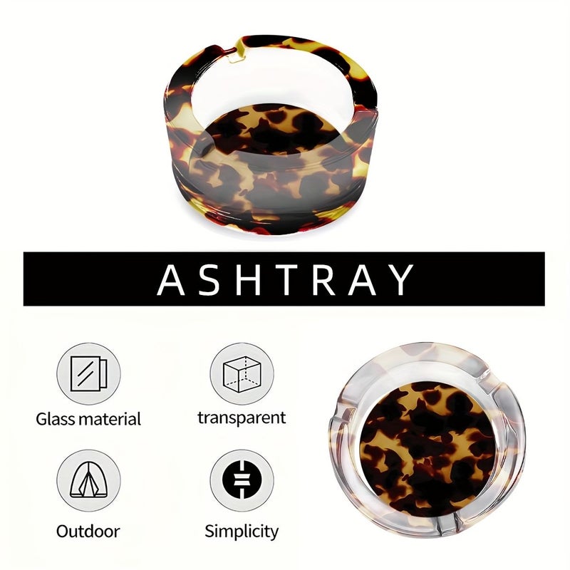 Leopard Print Round Glass Ashtray Durable Cigarette Cigar Holder Home Decor Classic Style - Image 4