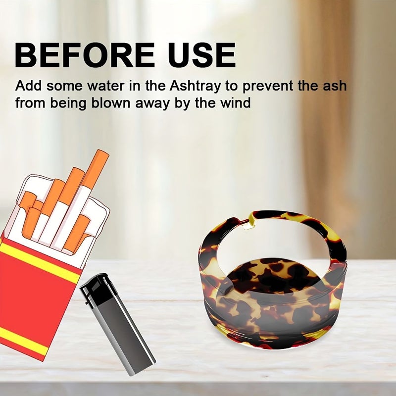 Leopard Print Round Glass Ashtray Durable Cigarette Cigar Holder Home Decor Classic Style - Image 3