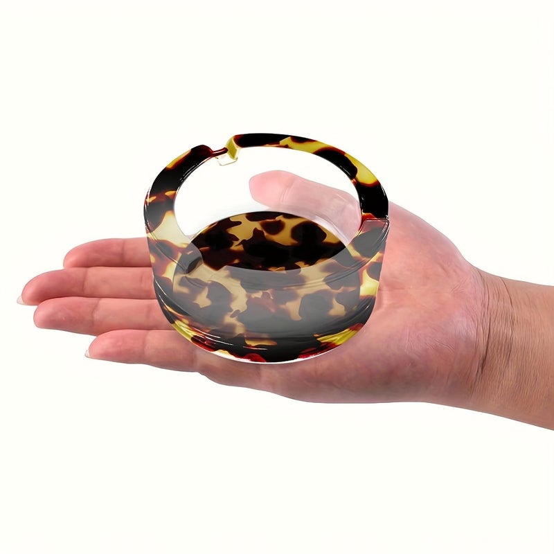 Leopard Print Round Glass Ashtray Durable Cigarette Cigar Holder Home Decor Classic Style - Image 5