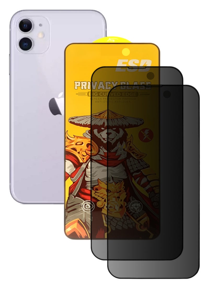 ESD 2 Pieces Tempered Dustproof Privacy Glass Screen Protector Compatible For iPhone 11 - Image 1