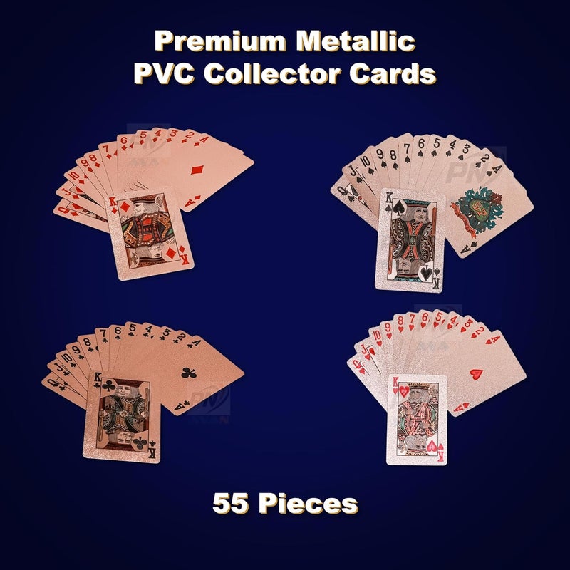 PN AVAN Cards Deck, Waterproof PVC Plastic Gold Playing Cards, Flexible Poker Cards, Premium Washable for Party Games 55 Card (Modal US Doller Bronze) - Image 2