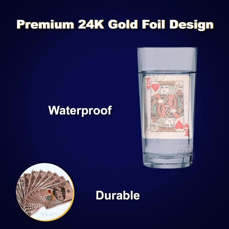 PN AVAN Cards Deck, Waterproof PVC Plastic Gold Playing Cards, Flexible Poker Cards, Premium Washable for Party Games 55 Card (Modal US Doller Bronze) - Image 3