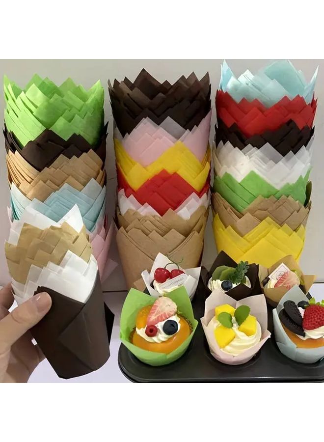50 Pcs Brown Tulip Cupcake Cups Oilproof Baking Cups Disposable Cupcake Liners Festive Decorative Baking Cups For Halloween Christmas Birthday Party Wedding Celebration - Image 5