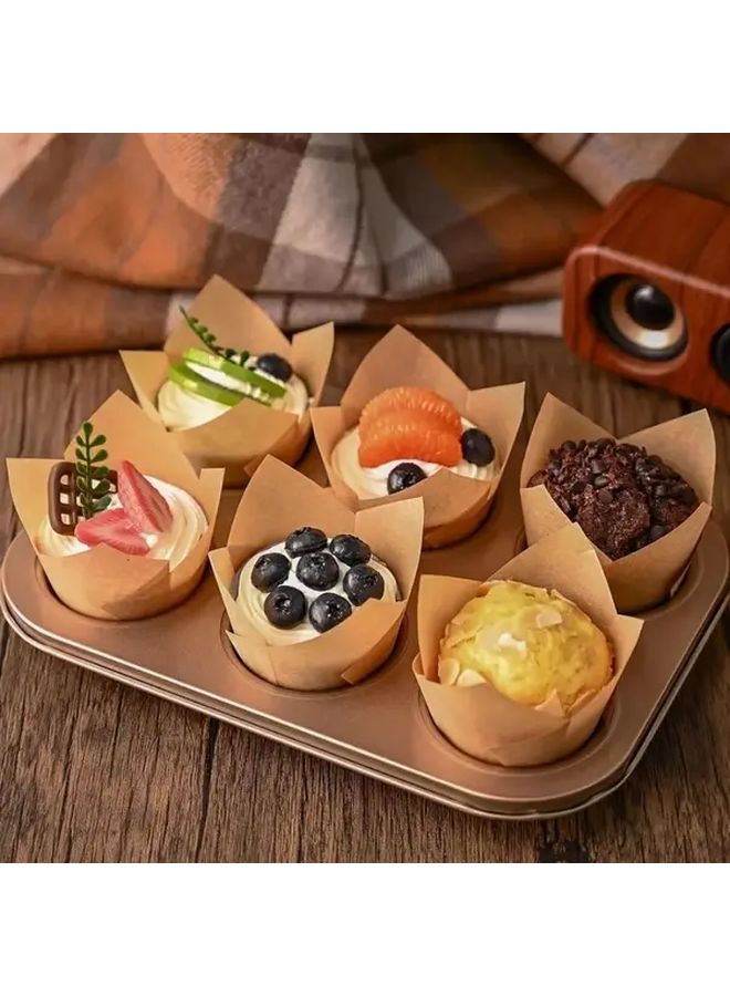50 Pcs Brown Tulip Cupcake Cups Oilproof Baking Cups Disposable Cupcake Liners Festive Decorative Baking Cups For Halloween Christmas Birthday Party Wedding Celebration - Image 4