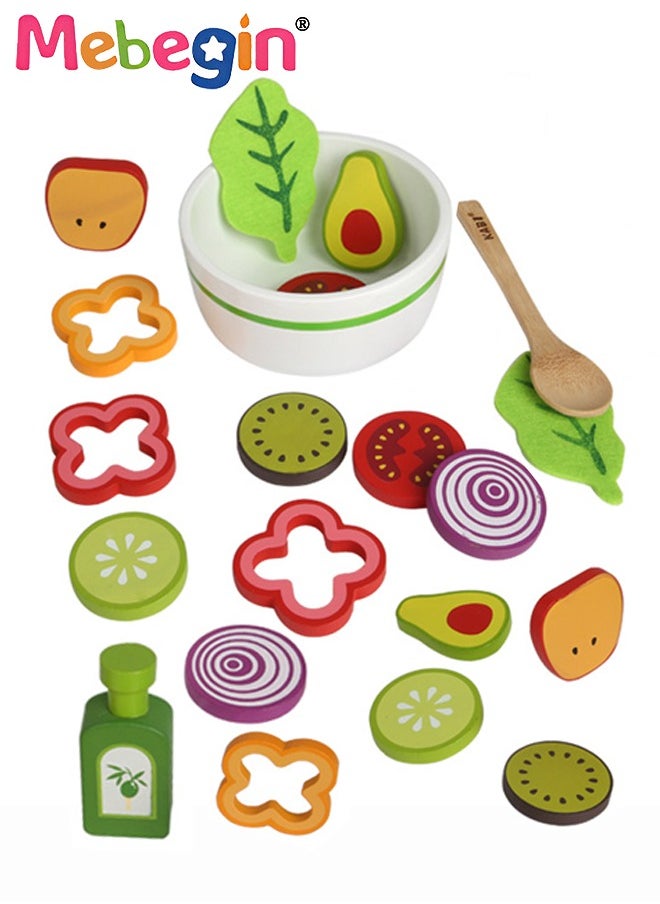 MEBEGIN 21PCS Cutting Play Food Toy Set, Simulation Food Toys, DIY Salad Toy Set with Sliceable Fruits and Vegetables, Delicious Food Toy Set, Creative Sensory Toys, Educational Toy, Ideal Gift for Toddlers  - Image 1