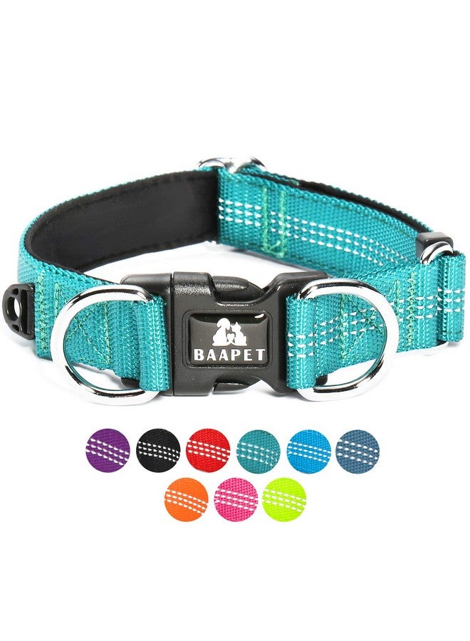 با بِت طوق كلب مريح من BAAPET مزود بحلقة مزدوجة على شكل حرف D وحامل لبطاقة الهوية للجراء الصغيرة والمتوسطة والكبيرة (XS - 3/4 بوصة × (9-13 بوصة)، أزرق مخضر) - Image 1