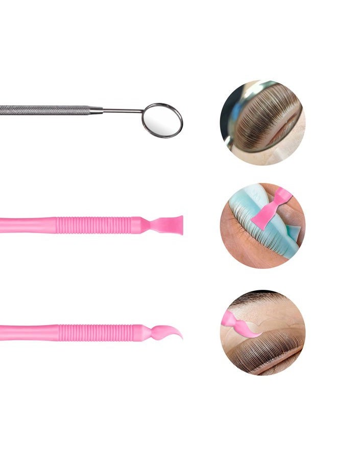 Libeauty Pink Eyelash Lift Tool, Lash Extension Supplies Metal Makeup Mirror, Lash Lifting Applicator Brush Needle for Salon or Home Use - Image 3
