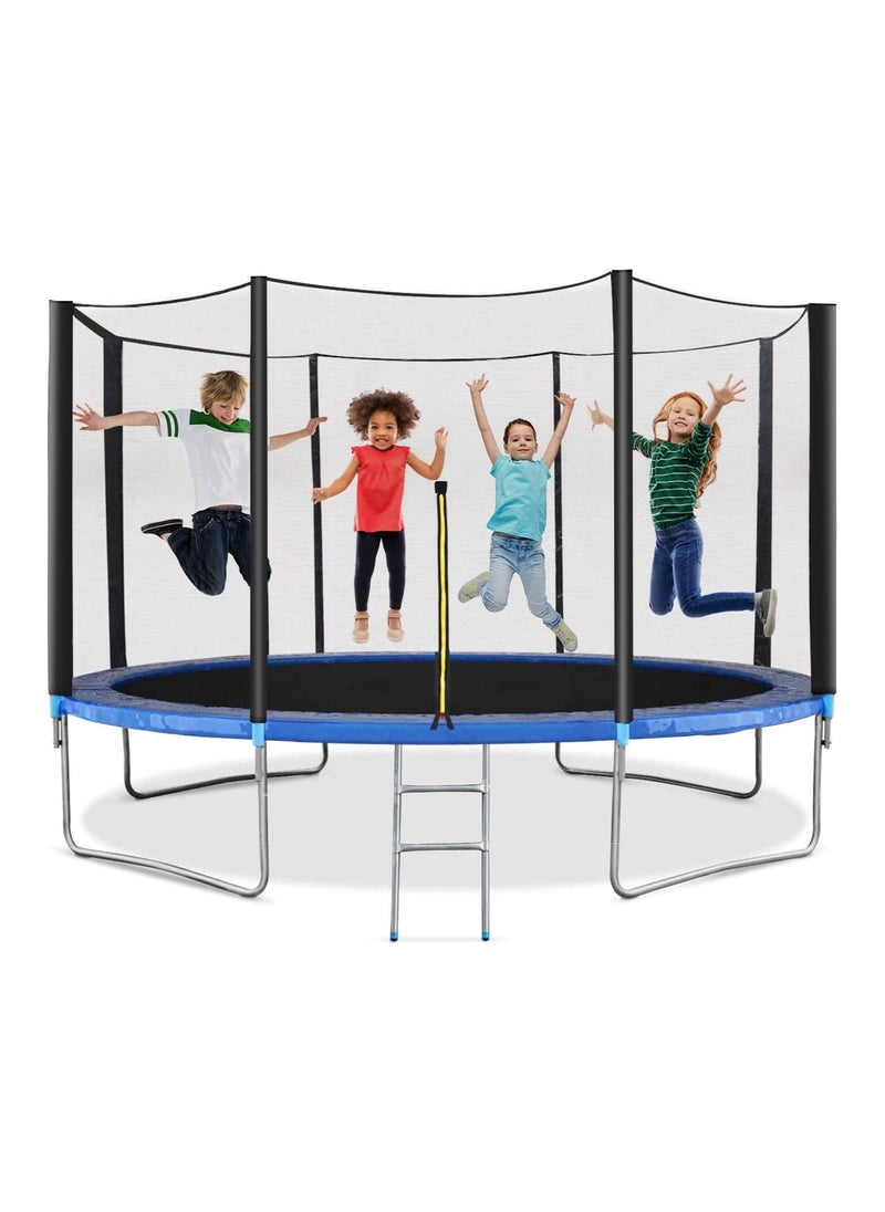 Kids Toys 14ft Large Kids Outdoor Round Trampoline Safety Net With Stair 