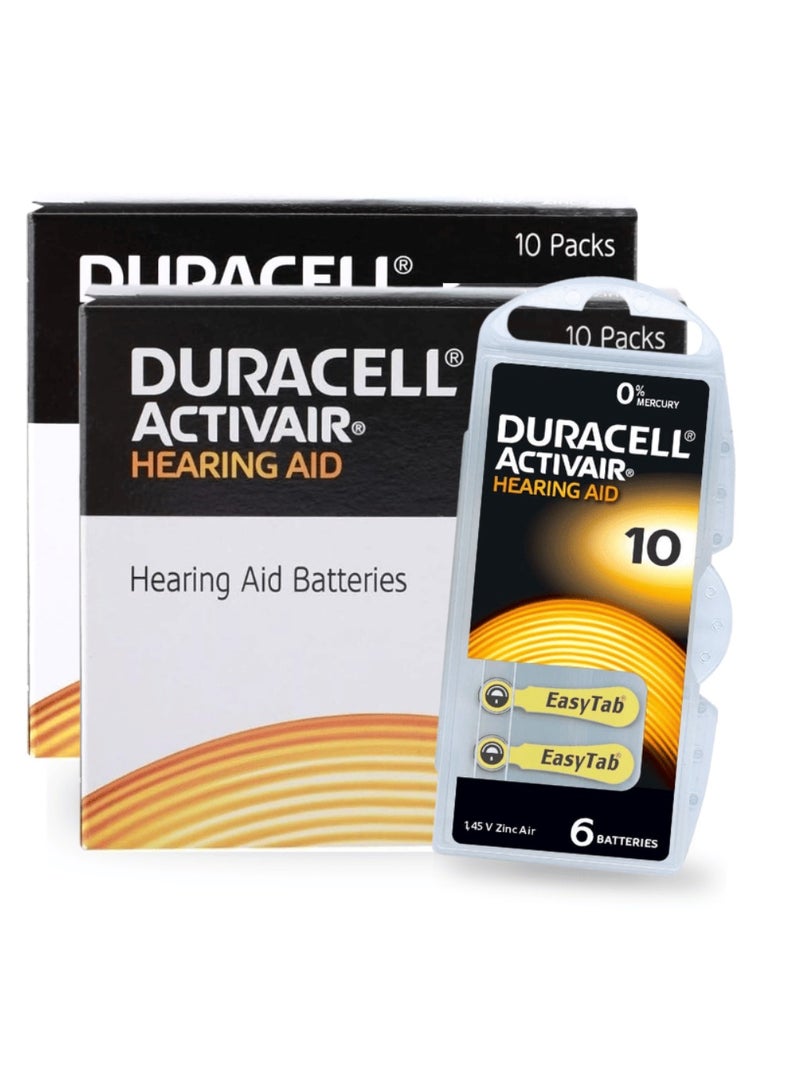 دوراسيل 120-Pieces Duracell Activair (Size 10) Hearing Aid 1.45V Zinc-Air Hg0% Mercury Batteries  - Image 1