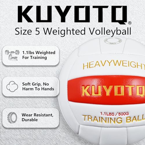 KUYOTQ 1.1lbs/500g Weighted Heavy Volleyball For Setters Serve Trainer Setter Weighted Volleyball Training Equipment Size 5 Thickened Surface Soft Leather Durable in&Outdoor Training Setting Rebounders - Image 4