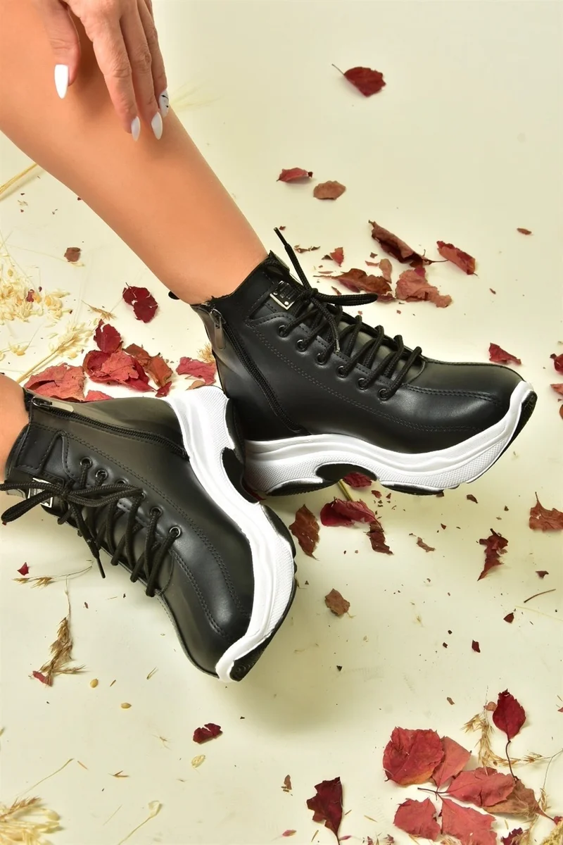 Fox Shoes Black Wedge Sole Sneakers Women Sports N239002309