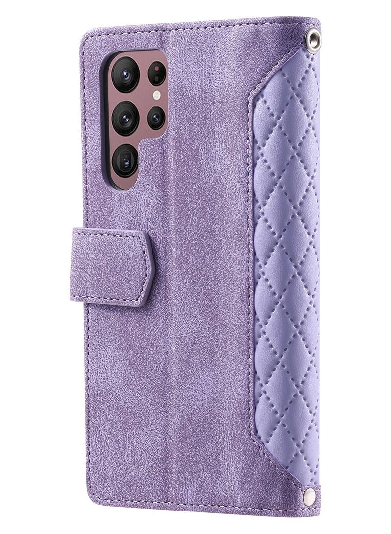 Suteni Zipped Flip Cover Card Slots Leather Phone Case for Samsung - Image 2