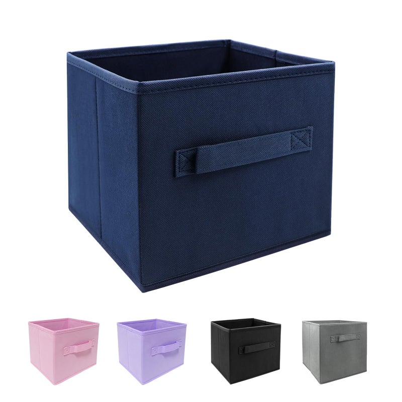 EBIGIC Small Storage Bins Collapsible Fabric Storage Organizer 9.0""x7.5""x7.5"" Mini Storage Box fit for closet  living room  bookshelf  Kids clothes and toys storage and organization Blue - Image 1