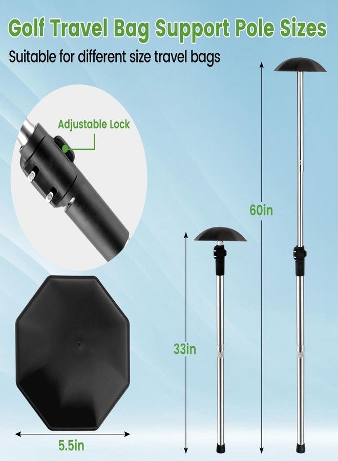 Greeily Golf Club Travel Protector Stick, 33"-60" Golf Travel Bag Support Pole Backup Support Adjustable for Airlines Stiff Arm Club Protector Metal Pole Hard Cover Black (Silver Rod) - Image 2