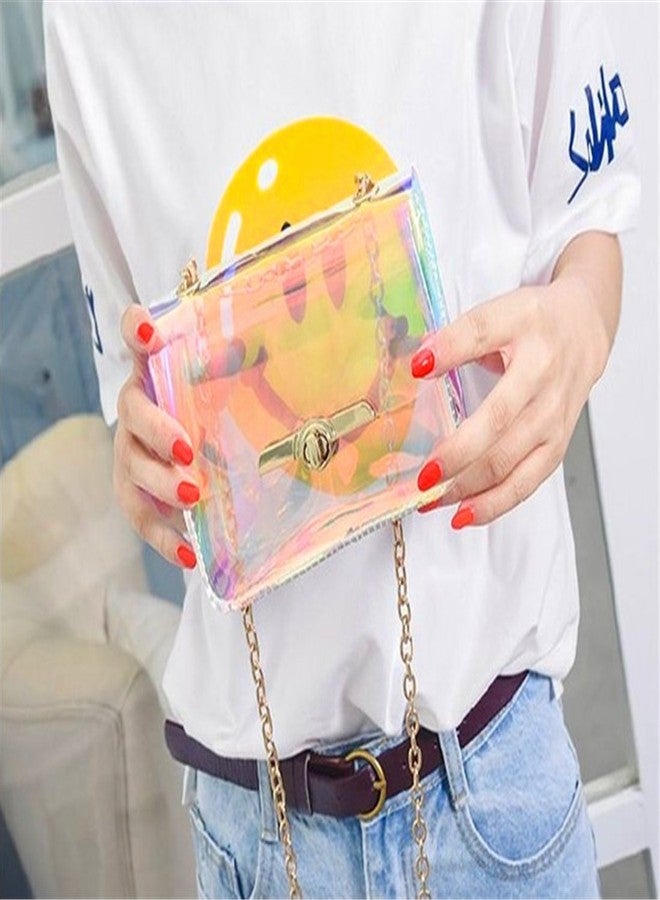 ياير يانغتسي حقيبة كتف نسائية بسلسلة شفافة مزينة برسائل ثلاثية الأبعاد، حقيبة كروس بودي - Image 2