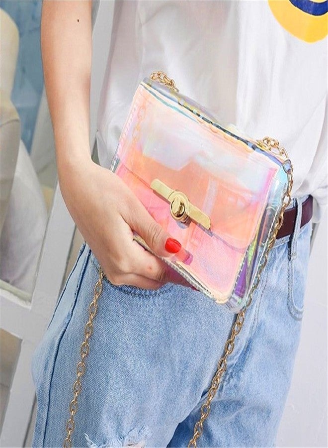 ياير يانغتسي حقيبة كتف نسائية بسلسلة شفافة مزينة برسائل ثلاثية الأبعاد، حقيبة كروس بودي - Image 4