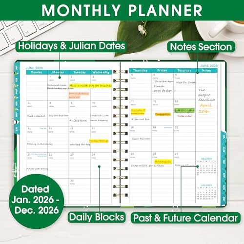 Ymumuda 2026 Planner, Daily Weekly Monthly Planner, 2026 Calendar Planner (Jan 2026 - Dec 2026), 8.4" x 6.3", Teacher School Student Work Agenda with Tabs, Ideal for School Office Supplies - Image 4