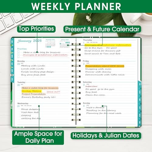 Ymumuda 2026 Planner, Daily Weekly Monthly Planner, 2026 Calendar Planner (Jan 2026 - Dec 2026), 8.4" x 6.3", Teacher School Student Work Agenda with Tabs, Ideal for School Office Supplies - Image 3