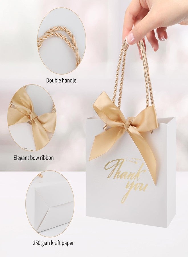 Motroce 20Pcs Small Thank You Gift Bags With Handles, 5.5 x 2.4 x 4.7 Inches White Mini Gift Bags Bulk, Party Favor Bags with Ribbons for Wedding Baby Shower Birthday Christmas - Image 3