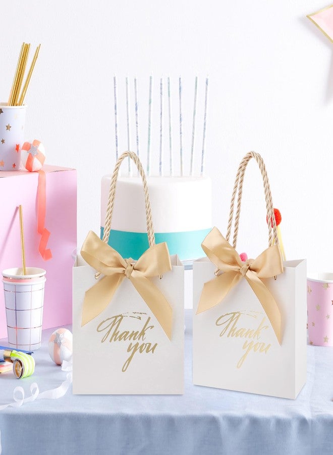 Motroce 20Pcs Small Thank You Gift Bags With Handles, 5.5 x 2.4 x 4.7 Inches White Mini Gift Bags Bulk, Party Favor Bags with Ribbons for Wedding Baby Shower Birthday Christmas - Image 5