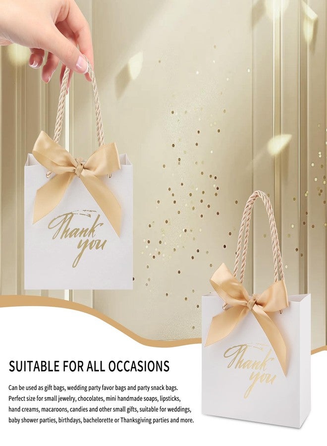 Motroce 20Pcs Small Thank You Gift Bags With Handles, 5.5 x 2.4 x 4.7 Inches White Mini Gift Bags Bulk, Party Favor Bags with Ribbons for Wedding Baby Shower Birthday Christmas - Image 4